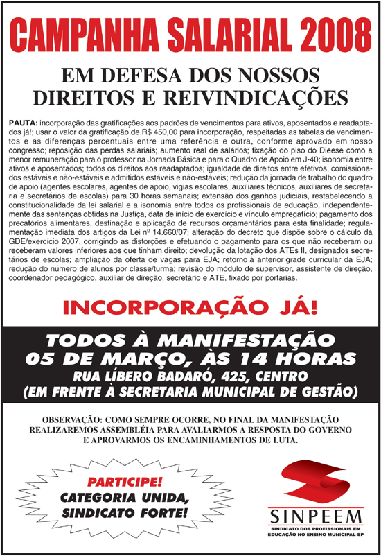 Sindicato Dos Profissionais Em Educação No Ensino Municipal De São Paulo Manifestação 05 De 6152